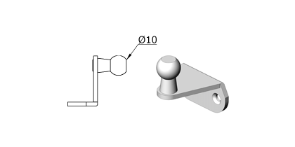 Technical drawing - Endfitting - Brackets ball Technical drawing - Endfitting - Brackets ball