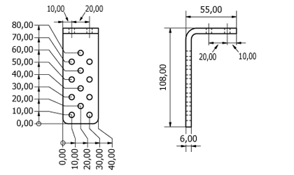 Technical drawing - Endfitting - Angle brackets